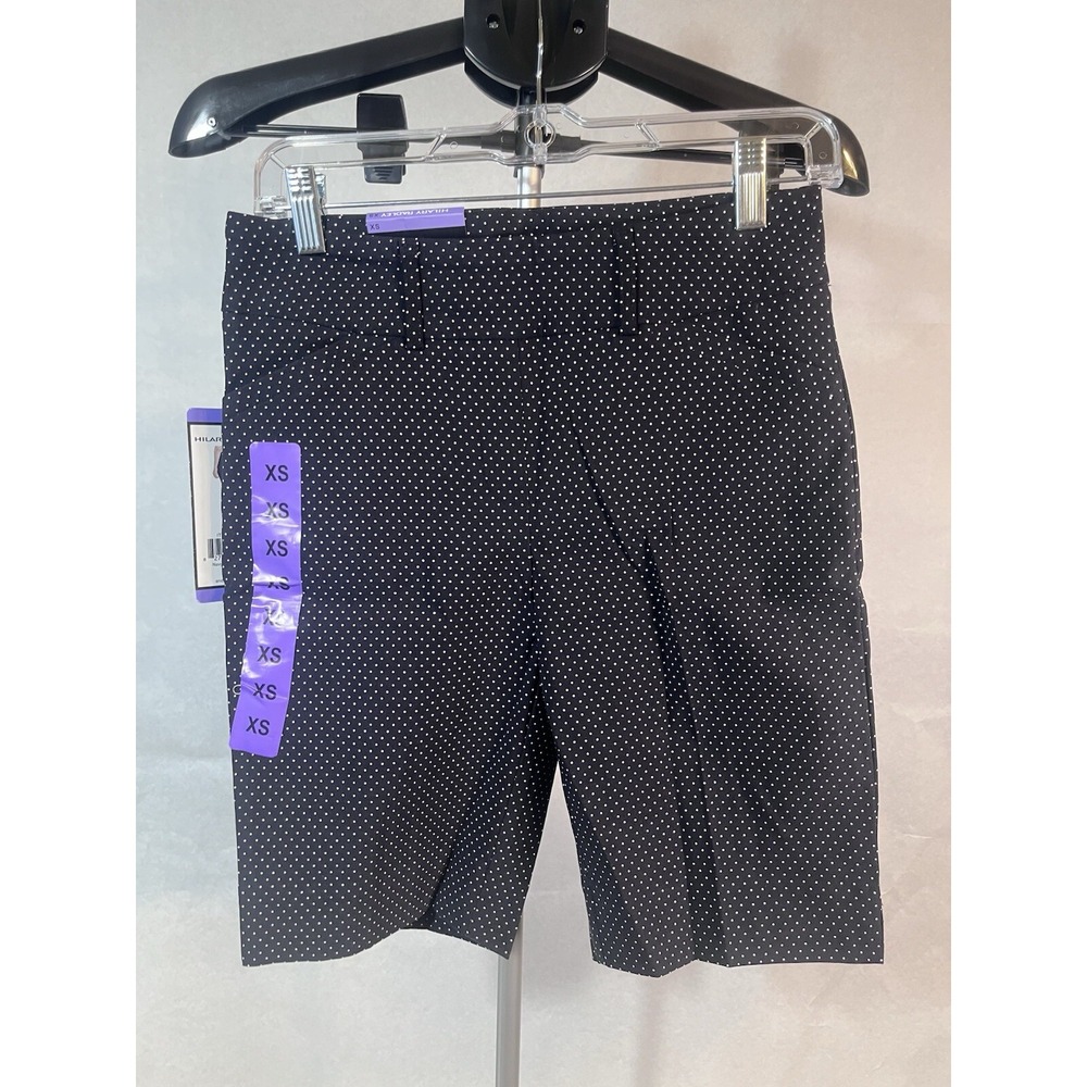 HILARY RADLEY WOMEN'S BERMUDA POLKA DOT SHORTS NAVY OFF WHITE XS NWT